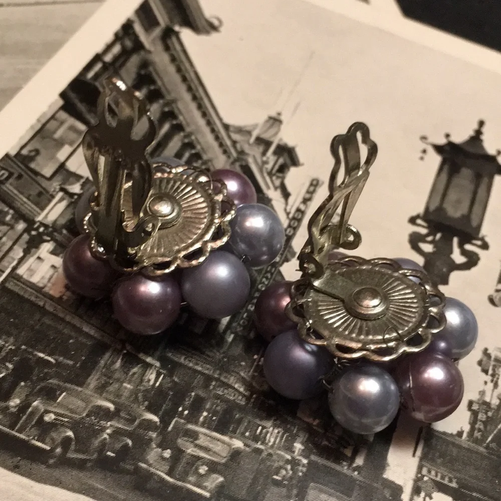 Vintage Japan Bead Cluster Earrings